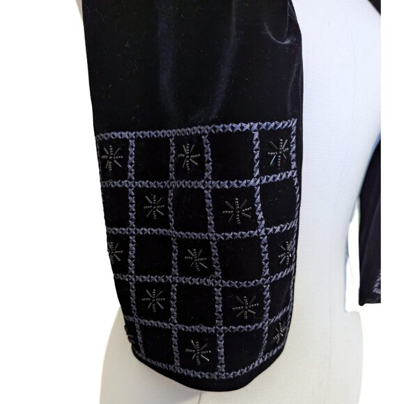 Vintage Ben Berger Luxury Collection Velvet Beaded Scarf Whimsygoth Geometric - Picture 5 of 10